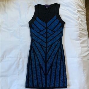 Elegant Blue and Black Women's Dress